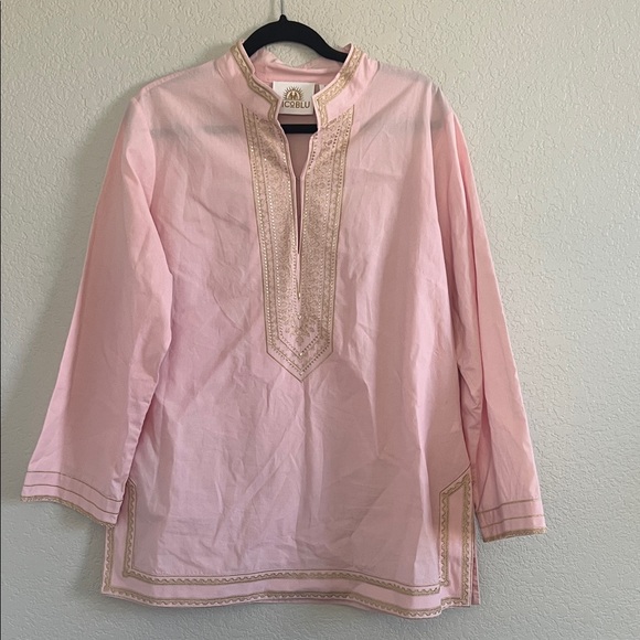 NicoBlu Maharani Tunic In Blush Pink Embroidered In Gold Filigree. Size XL - Picture 3 of 16